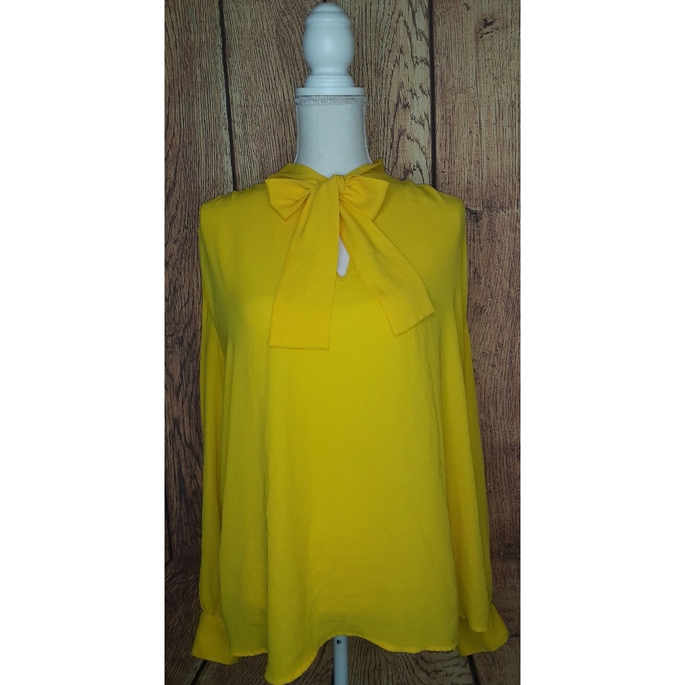 7th Avenue Yellow Bow Blouse Size XL Top